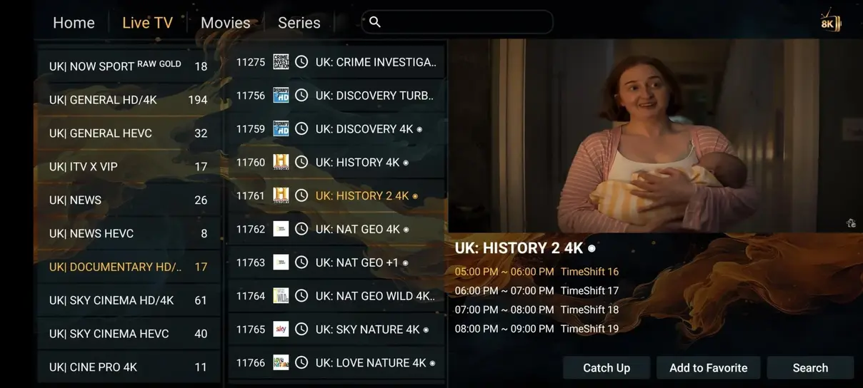 Pillow IPTV dashboard streaming interface preview screenshot 2